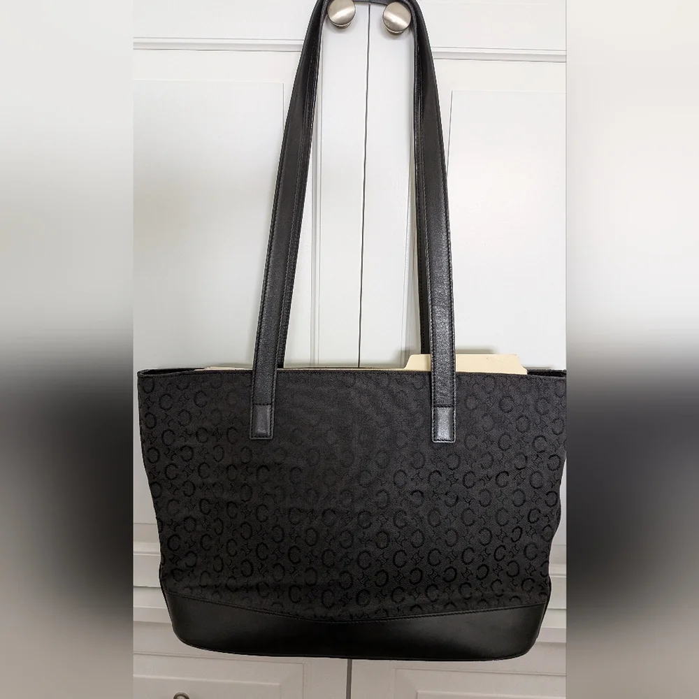 Celine Minimalist Classic Tote Bag, Black Logo With Leather - Picture 8 of 8